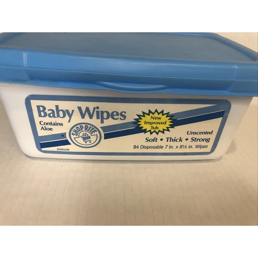 Vintage Baby‎ Wipes Empty Container 1991 Photo Prop Lid Is Loose
